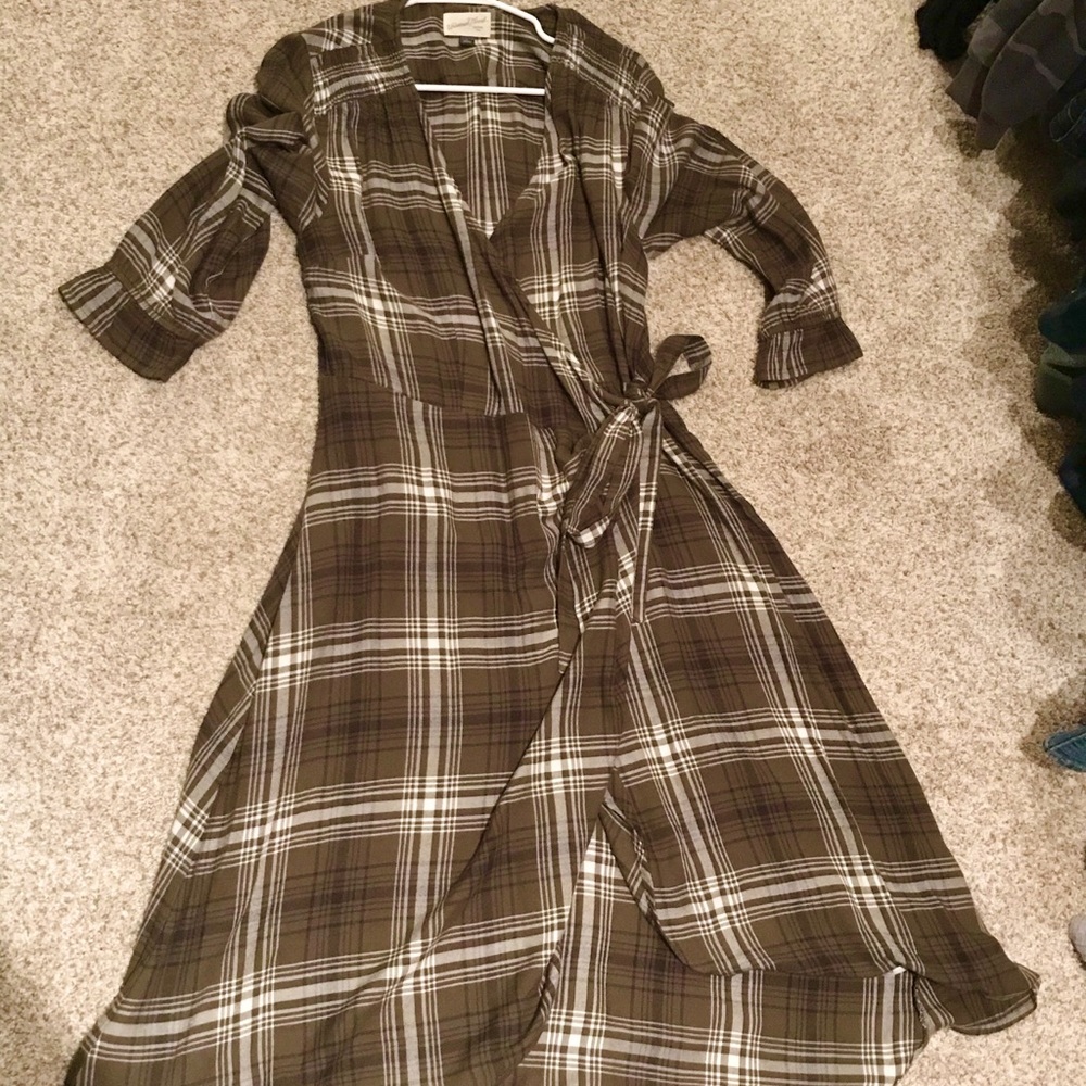 Olive flannel dress